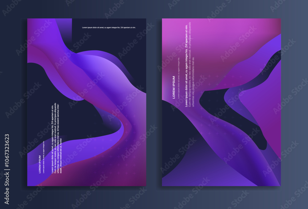 Poster brochure template with abstract gradient cover for advertising and company branding. bold purple and