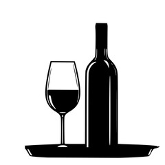 wine bottle and glass silhouette vector