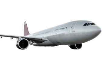 Wide body passenger plane fly isolated