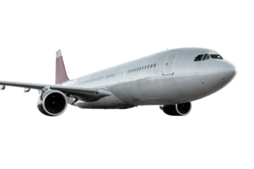 Wide body passenger plane fly isolated