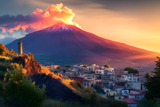 Cesaro, Sicily, Italy with Mt Etna