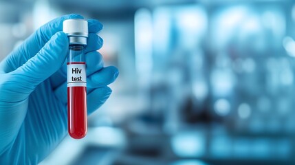 HIV Blood Test in a Lab Tube – Healthcare and Prevention Awareness