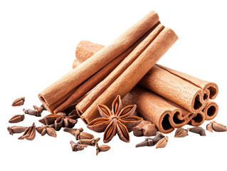 a group of cinnamon sticks and star anise