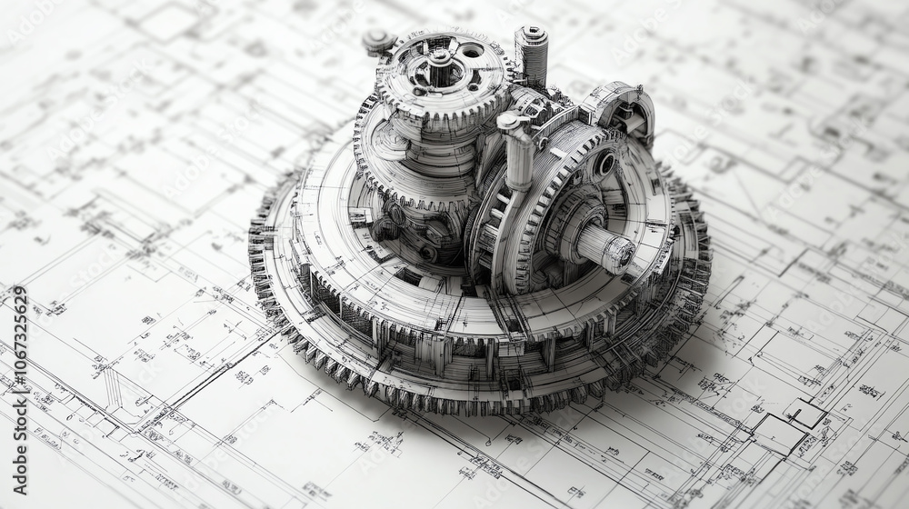 Poster high detail futuristic 3d model engine component with glowing blue elements advanced technology and 