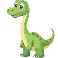 Obraz premium Cute Green Dinosaur Cartoon Illustration