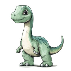 Fototapeta premium Cute Green Dinosaur Illustration