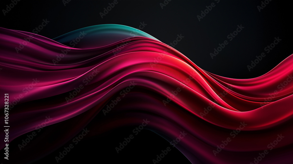 Fototapete Elegant abstract background with flowing lines in vibrant red and teal hues, creating dynamic and captivating visual effect. smooth curves and rich colors evoke sense of movement and energy