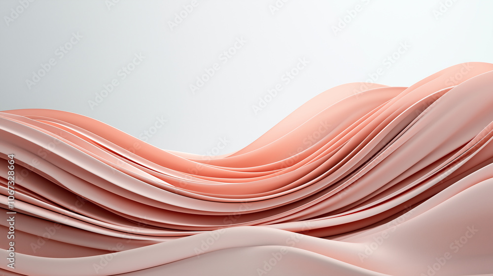 Poster Flowing layered abstract background with soft pink waves creating serene and elegant visual effect. Perfect for modern design and artistic projects