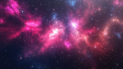 Obraz premium Pink and Purple Nebula Background with Stars, Fantasy Galaxy Space Backdrop