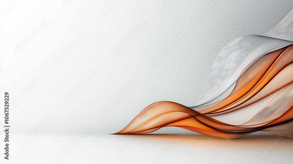Poster Abstract background with flowing orange and gray lines creating dynamic and elegant design. subtle gradient enhances modern and artistic feel of composition