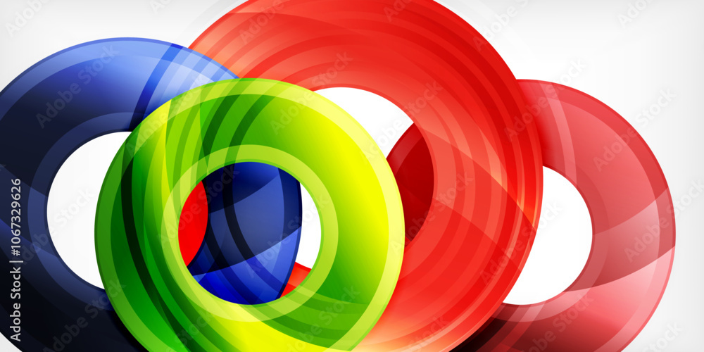 Aufkleber Bright colorful circles with light effects. Abstract background