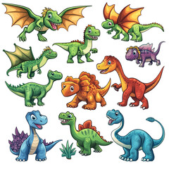 Naklejka premium Colorful Dinosaur Illustration