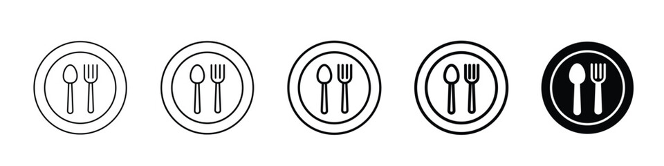 Set 5 fork spoon icons 1 unexpanded vector 1 silhouette, Set of fork, knife, and spoon icons in flat style, cutlery silhouette logotype for menu, vector illustration