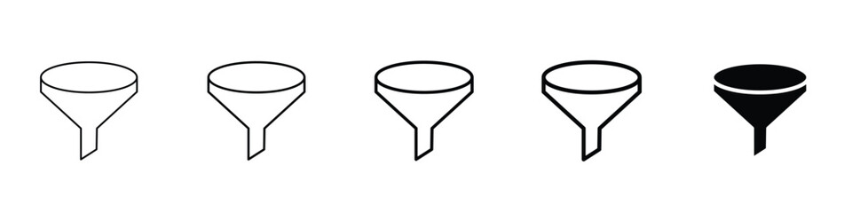 Set 5 filter icons 1 unexpanded vector 1 silhouette, Filter icon, funnel symbol, sorting icons, ascending and descending sort sign, filter button icon