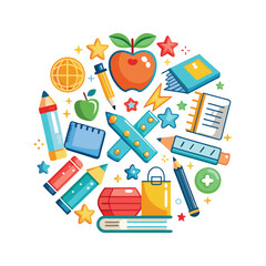 A set of education and learning elements vector illustration