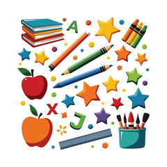 A set of education and learning elements vector illustration