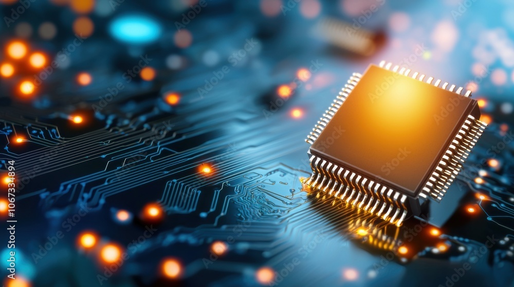 Poster colorful ai microchip with digital circuitry design