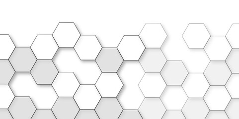 Abstract white background with hexagon and hexagonal background. Luxury white pattern with hexagons. abstract 3d hexagonal background with shadow. 3D futuristic abstract honeycomb mosaic background.