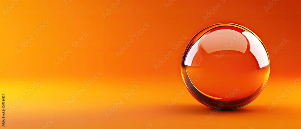 Poster a glossy orange sphere reflecting light against an orange background, creating a vibrant and dynamic