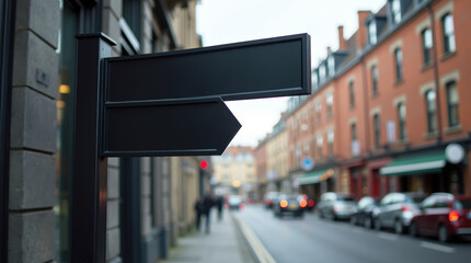 City Scene Featuring Black Business Signboards Mockup