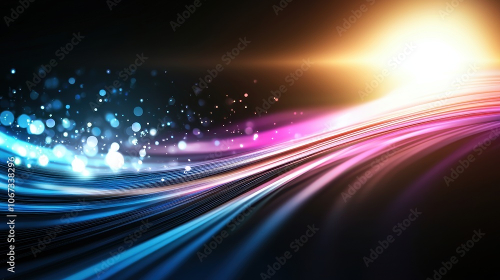 Aufkleber dynamic ai microchip digital waves in vibrant colors