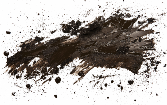 Isolated Mud Splash on Transparent Background, Realistic Dirty Splatter Effect for Design, Perfect for Digital Art, Advertising, and Grunge Textures, High-Resolution Detail, Generative AI