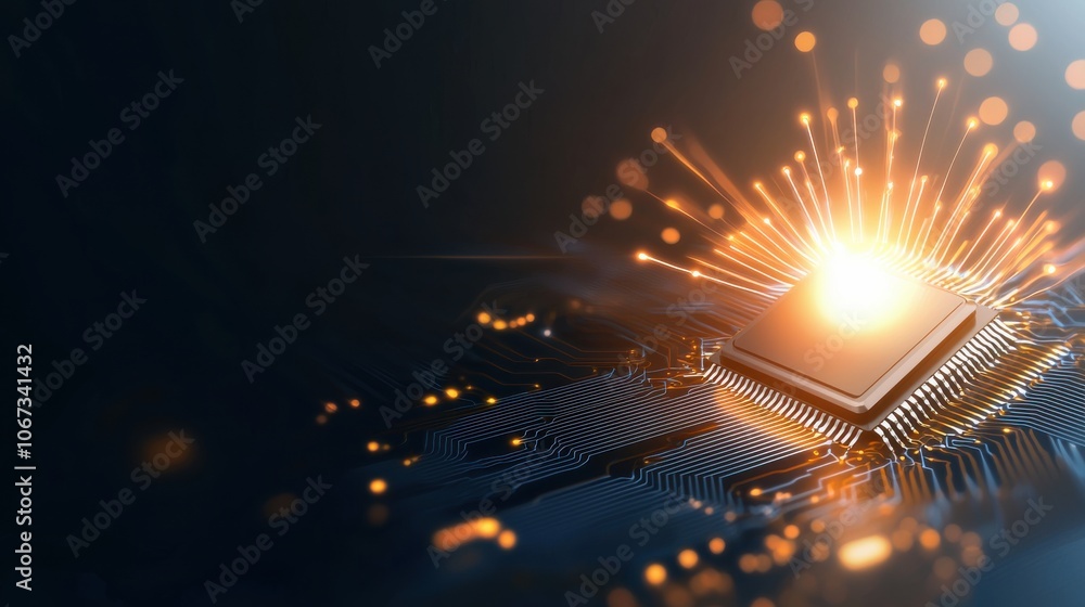 Poster vibrant light rays from an embedded ai chip