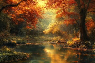 Impressionist oil painting of scenic tropical landscape