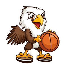 Eagle Mascot Holding Basketball