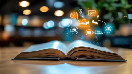 Glowing Open Book with Ethereal Light Effects