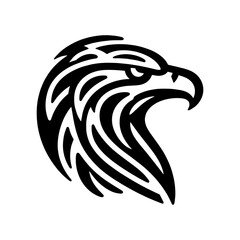 Naklejka premium Eagle Head Bird Tribal art style engraved design vector