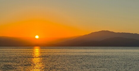 Beautiful sunrise at Gethiye Gulf in Turkey