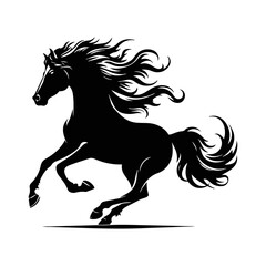 Horse Black Silhouette Vector Art illustration with a white background
