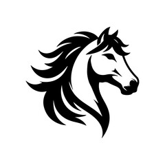 Silhouette of  a Horse head Vector Art illustration with a white background