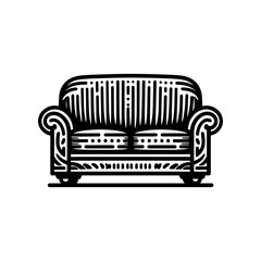  sofa interior tribal art style engraved vintage design vector
