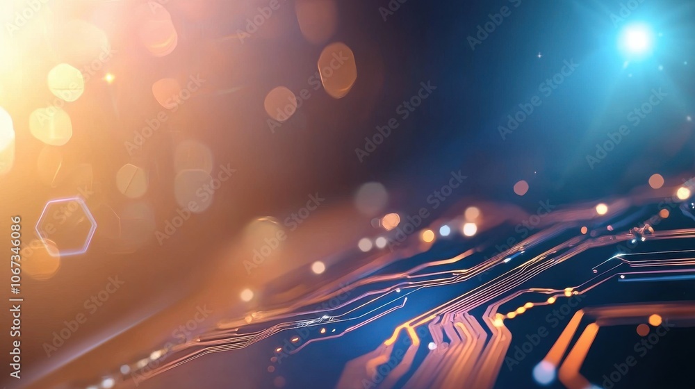 Poster glowing microchip with ai in neon colors
