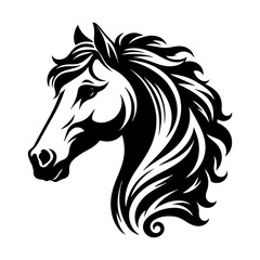 Silhouette of  a Horse head Vector Art illustration with a white background