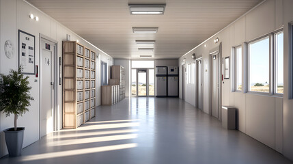 Modern container storage area with organized spaces and natural light