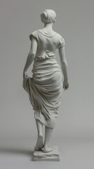 Obraz premium White Marble Sculpture of a Woman Walking - Contemporary Figurative Art