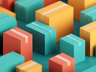 Obraz premium Efficient inventory sorting, digital stock control system, 3D illustration