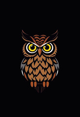 Fototapeta premium Logo with the image of a wise owl, a symbol of intelligence and night hunting