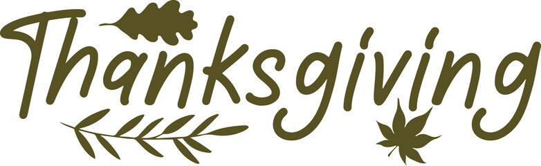 Thanksgiving typography clip art design on plain white transparent isolated background for card, shirt, hoodie, sweatshirt, apparel, card, tag, mug, icon, poster or badge