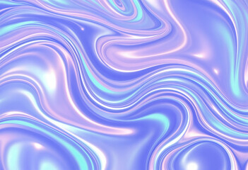 Fototapeta premium Holographic abstract wallpaper. Wavy light blue and pink abstract background with iridescent effect. Perfect for designs needing colorful and dreamy backdrop.