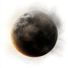 Naklejka premium mysterious, misty moon with magical aura and high detail, surrounded by soft, ethereal glow. surface features craters and shadows, creating captivating celestial scene