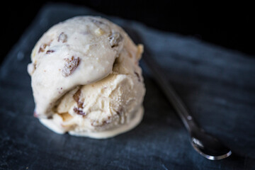Praline ice cream on tile