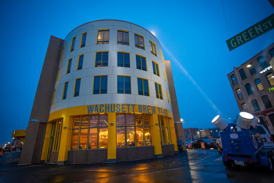 Worcester Public Market at night