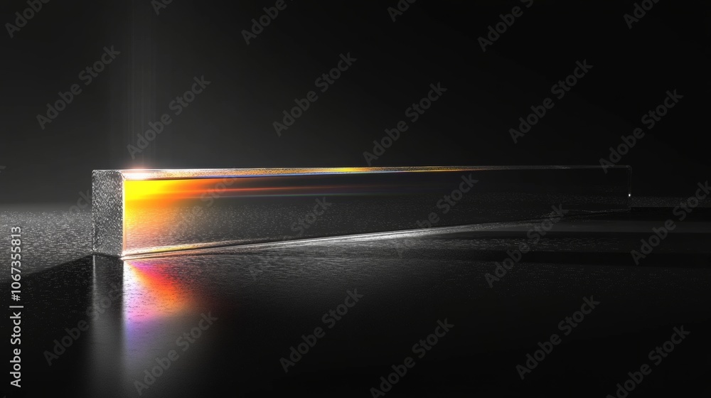 Poster prismatic light spectrum on dark canvas, vibrant colors refracting, dynamic visual element, high res