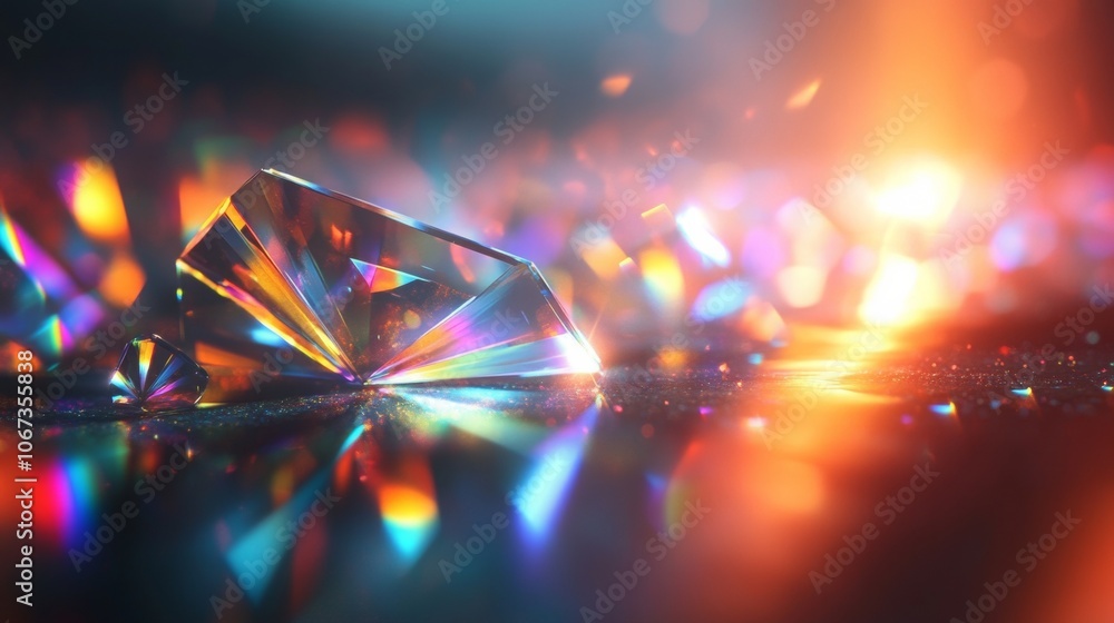 Poster light prism spectrum on dark canvas, vibrant colors refracting through a prism, creating a mesmerizi