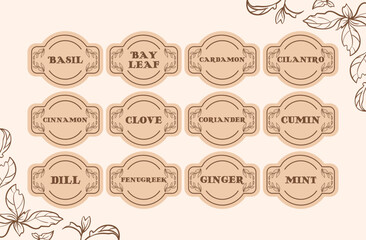 This collection of spice jar labels and stickers is designed to help you efficiently organize your pantry. Keep your herbs and spices clearly marked for easy access and a tidy kitchen storage solution