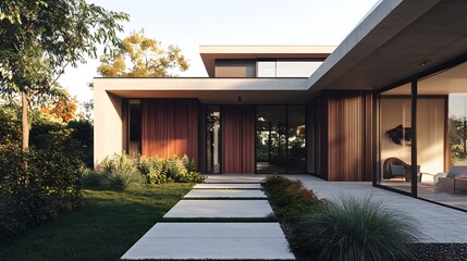 Obraz premium Modern Family Home with a Warm and Welcoming Front Door